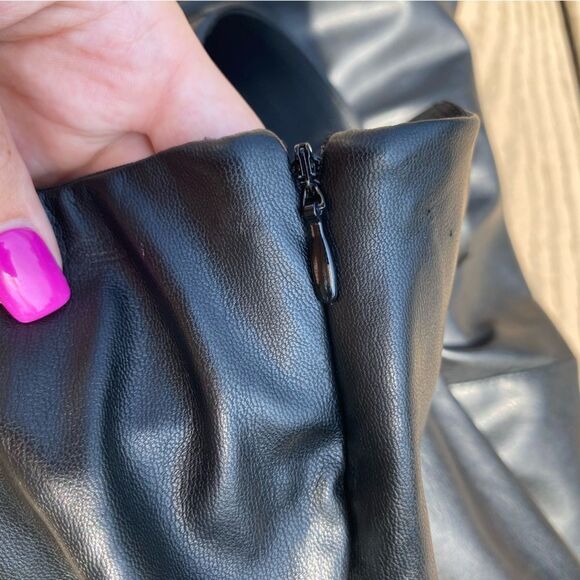 H&M Flares Faux Leather Black Pants high rise size 10 concert going out Tate - Picture 8 of 8